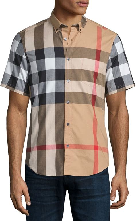 burberry shirt mens short sleeve|Burberry button down shirt men.